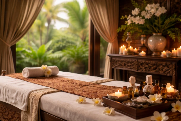 Balinese spa relaxation setting