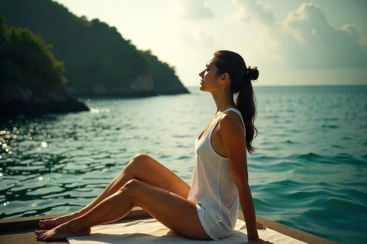 wellness traveler enjoying peaceful moment in bali