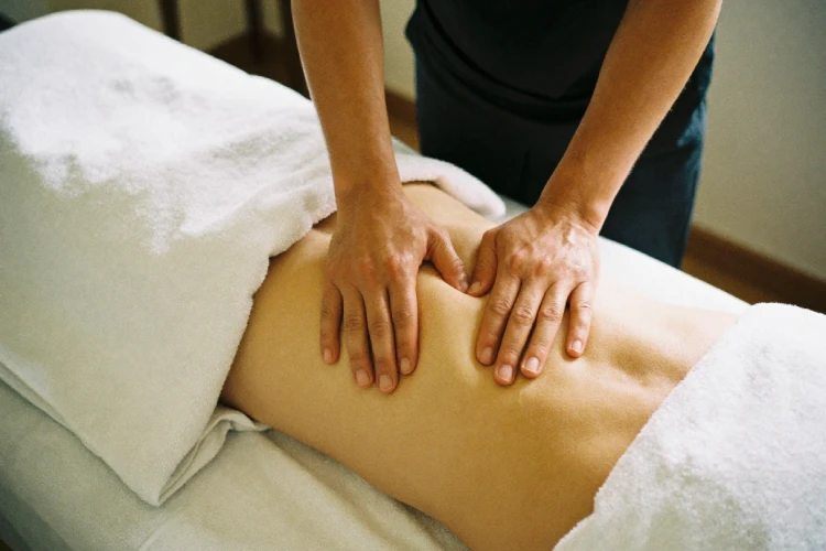 traveler enjoying relief after deep tissue massage
