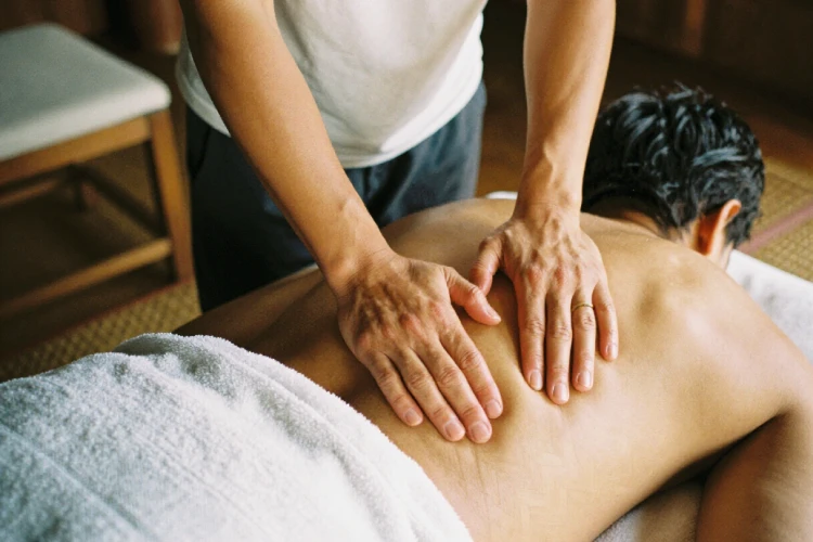 traveler receiving massage in private villa